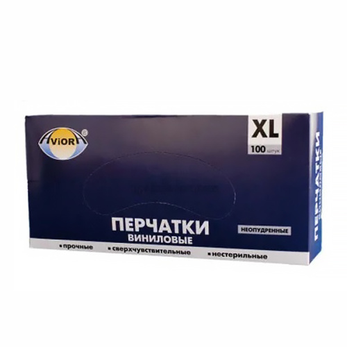 AVIORA Перчатки виниловые неопудреные XL 100 шт 