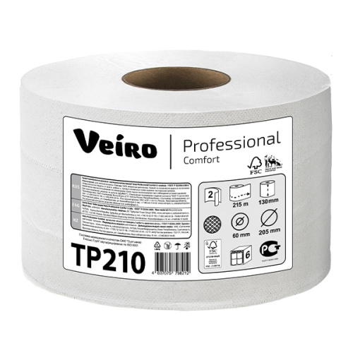 VEIRO PROFESSIONAL Двухслойна туалетная бумага в рулоне с центральной вытяжкой 215 метров