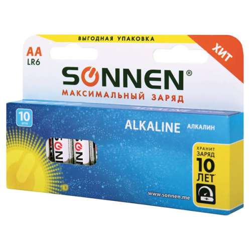 SONNEN Батарейки AA LR6 алкалиновые 1,5V 10шт